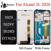 오리지널 블랙 6.22 quot 알카텔 3L 5029 OT5029 5029Y 5029D LCD 디스플레이 터치 스크린 디지타이저 어셈블리 교체/프레임, [02] Black With Frame, 02 Black With Frame