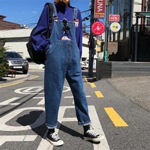 빈티지 자수 와이드 데님 오버롤 패턴 와이드 점프슈트 점프수트 데님오버롤 캐주얼 점프슈트 면와이드팬츠