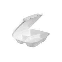 다트 90HTPF3R 폼 Hinged Lid Container Permer Perated Lid 3compartment 9 X 9.4 3 화이트 100bag 2 백car