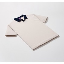 에스티코 베이지 오버핏 카라 배색 반팔 티셔츠 STSUB22OSD 모다김천구미점