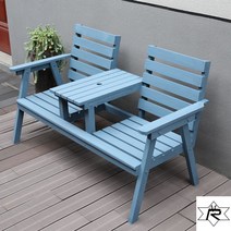공원벤치 테라스 야외용 정원 평벤치 등받이 카페 의자 야외 파크 발코니, 2인용티테이블의자/스모그블루