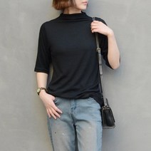 레아린넨 여성 모달 핀탁 반폴라 5부 티셔츠