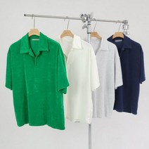 레어코드 베이직 소프트 오픈 카라넥 오버핏 테리 카라티셔츠