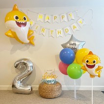 아기상어 생일파티 풍선 세트 스틱풍선 캐릭터 500일 세돌 두돌 네돌 생일상, 4