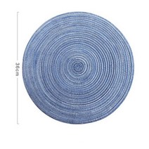 4인식탁보 식탁투명매트 우드식탁매트 머그잔용 미끄럼 방지 테이블 매트 스탠드 핫 패드 라운드 짠 플레이스 냅킨 열 주방, [01] Placemat, [08] Blue 36cm