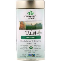 Organic India 툴시 잎차 홀리바질 오리지날 무카페인 3.5 oz(100 g)
