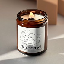 블랑쉬미엘 빈티지 드로잉 브라운 소이캔들 대형 코튼심지 향초, 일랑일랑