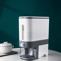 ANKRIC 원터치 밀폐 계량 쌀통 12kg 집곡 쌀보관통 시리얼통, 그레이