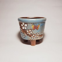 고구려화분 블루 컬러 수제 꽃그림 다육이 화분