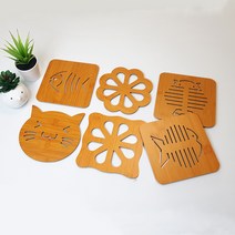 지비유 케릭터 원목 대나무 냄비받침, 지비유 대나무 냄비받침대_피쉬