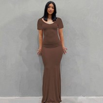 2022 가을 여성 o 넥 인어 꼬리 디자인 Bodycon 맥시 드레스 봄 편안하고 우아한 의류 파티 Vestido 니트원피스110277