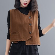아이엠몽 여성 언발란스 버튼업 베스트 조끼 빈티지 재킷 중년 미시룩 BC209014YJ