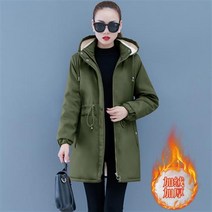 더클라워 인기신상 여성 겨울 기모안감 허리스트링 스탠카라 후드 사파리 야상점퍼~5XL