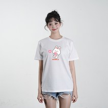 Animals 애니멀스 귀여운 동물 캐릭터 로고 남녀공용 반소매 면 반팔 라운드 티셔츠