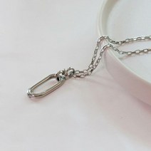 zz35 실버 샹달 팬던트 써지컬스틸 롱목걸이(변색방지)