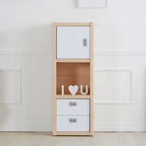 가로형 400 3단 틈새 낮은 책꽂이 일반책장 오픈형 수납장, 오크화이트