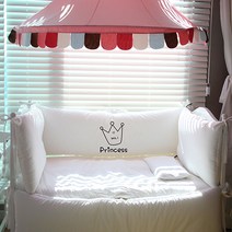 맞춤제작 아기 왕관 침대 범퍼 가드 신생아 용품, 백아이보리(화이트에가까운), 소형 -20cmX115cmX65cm(범퍼만), 선택안함