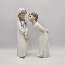 (엔틱빈티지) 스페인 야드로 나오 도자기인형 피겨린(수줍은 소년과 소녀), 소년