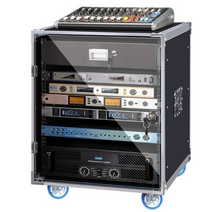 하드 믹서 음향 캐비닛 콘솔 박스 16U 오디오 랙 케이스 이동식 12U 전력 증폭기, 8U실버브레이크휠프론트아이언칼럼