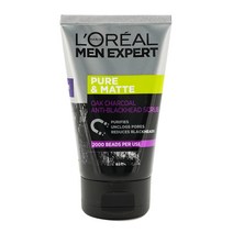 로레알 - 맨 엑스퍼트 퓨어 & 매트 차콜 블랙 스크럽, White, 100ml/3.3oz