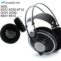 AKG K701 K702 K7XX Q701 K612 K712 헤드폰 헤드셋 이어 패드 커버 쿠션 교체, 블랙, AKG 헤드폰 전용 이어패드(1쌍)+이어솜(1쌍)