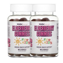 마브 뉴트리션 MAV Nutrition Elderberry Gummies 키즈 엘더베리 라즈베리맛 구미 60정, 2팩