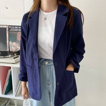 (6 color/자체제작) 이푼아이 여성 봄여름 간절기 투버튼 린넨 혼방 베이직 마 자켓