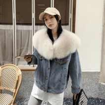 퍼청자켓 겨울 데님 점퍼 털 폭스퍼 빅카라