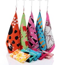 북유럽풍 순면거즈 주방타올 핸드 타월 면행주 어린이집 손수건 일러스트행주 답례품 58종, 원피스 고양이 (옐로우 )