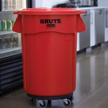 러버메이드 브루트 컨테이너 121L돌리세트 (통+뚜껑+바퀴) 대형쓰레기통 업소용쓰레기통 분리수거 대형휴지통 식품공장 병원 공사현장 커피공장 대형마트 음식물처리, 검정