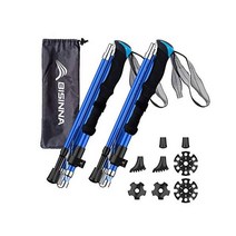 BISINNA 접을 수 있는 트레킹 등산 폴 퀵 락 시스템이 접이식 알루미늄 워킹 스틱 2, Blue 115-135cm