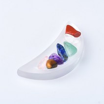 천연석 원석 차크라 자수정 파워스톤 천연 셀레나이트 7 석영 치유 크리스탈 플레이트 조각 초승달 화이트 석고 그릇 장식품 컬렉션 gift1pc