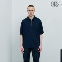 크리스크리스티 크리스크리스티 집업 카라 반팔 티셔츠_H8P1