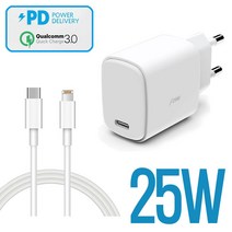 아이폰14 13 12 프로 맥스 플러스 미니 호환용 25W PD 고속충전기+케이블 C-TO-8핀, 1세트, PD 고속충전기(25W)+케이블(1m)