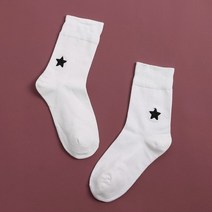 별자수 여성용 중목 양말 화이트 캐주얼 여성패션양말