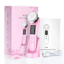 뷰티디바이스 얼굴 리프트 장치 EMS RF 미세 전류 피부 회춘 마사지 라이트 테라피 노화 방지 주름 미용 기기 7인1, [04] 5 in 1 White