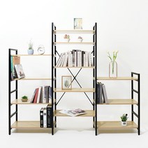 테트 책장 3단 4단 5단 원목 철제 책상 선반 장식장, 블랙
