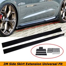 2M Side Skirt Universal For AUDI A3 A4 A5 A6 A7 A7 A8 RS5 RS6 RS7 S3 S4 Extension Kit Splitter Apron, [02] Black