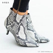 여성 가을 겨울 구두 1239# 뱀피 무늬 스틸레토 가죽 부츠 레오퍼드 사이드 지퍼 패션 뉴타임즈 Z