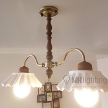 [산본 문화조명] 발레리니 2등 펜던트 도자기 식탁등 인테리어조명, 본품 + LED 볼구 12W 하얀빛 X2