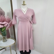여름 7부소매 무지 심플 데일리 냉장고 롱 랩 원피스 (3color)