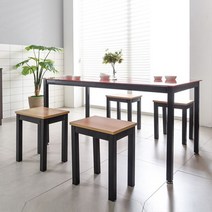 T8 스틸 1800 식탁세트, Letits™ 블랙_아카시아_2인_2개_Let™