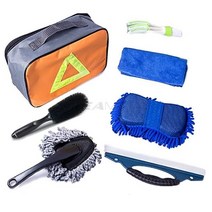 SEAMETAL 세차 청소 키트 보관 가방 포함 도구 스폰지 타월 와이퍼 타이어 갭 왁스 브러시 7 개, [01] 7pcs