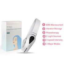 턱 마사지 턱관절 치료 microcurrent v face shape facelifting ems 페이셜 슬리밍 이중 제거제 led 라이트 테라피 페이셜 리프트 장치, 화이트 02