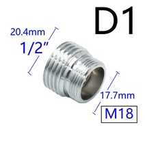 메꾸라 니뿔 실버 1/2 인치-M16 M18 M24 M28 암수나사 커넥터 황동 물 절약 탭 어댑터 욕실 주방 수도꼭, 04 M18 x 1I2