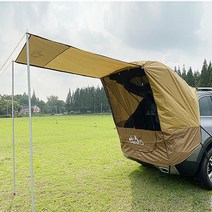 감성캠핑 차박 도킹 텐트 차량 그늘막 모기차단, 카키(텐트+폴대)