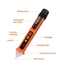 AC 12V-1000V 전압 테스터 펜 비접촉 볼트 감지기 스틱 조정 가능한 범위 부저 사운드 라이트 알람 경고 손전등 VD901