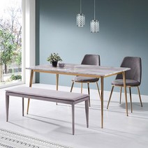 모던 인테리어 천연대리석 4인 식탁 세트 럭셔리 유행, 다크그레이