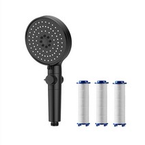 Hanmir 원터치 5가지 분사 모드 초미세홀 분리세척가능 5단조절 수압상승 절수효과 자유전환 필터샤워기+3필터, 1개