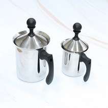 수동 우유거품기 스텐 이중망 라떼 스팀기 200 400ml 밀크 포머